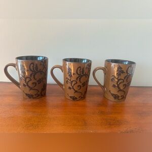 Elegant Brown and Black Floral Mugs